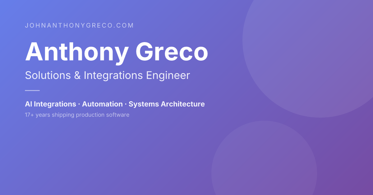 Anthony Greco — Senior Software Consultant | React, TypeScript, SDK ...